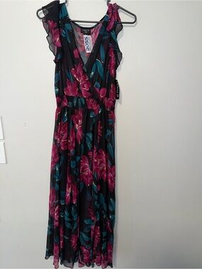 Alyx Black Maxi Dress with Magenta & Teal Floral